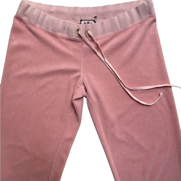 Vintage Y2K Juicy Couture Pink Terry Low Rise Pink Small Crop Slim Wide Leg Pant - Picture 6 of 12